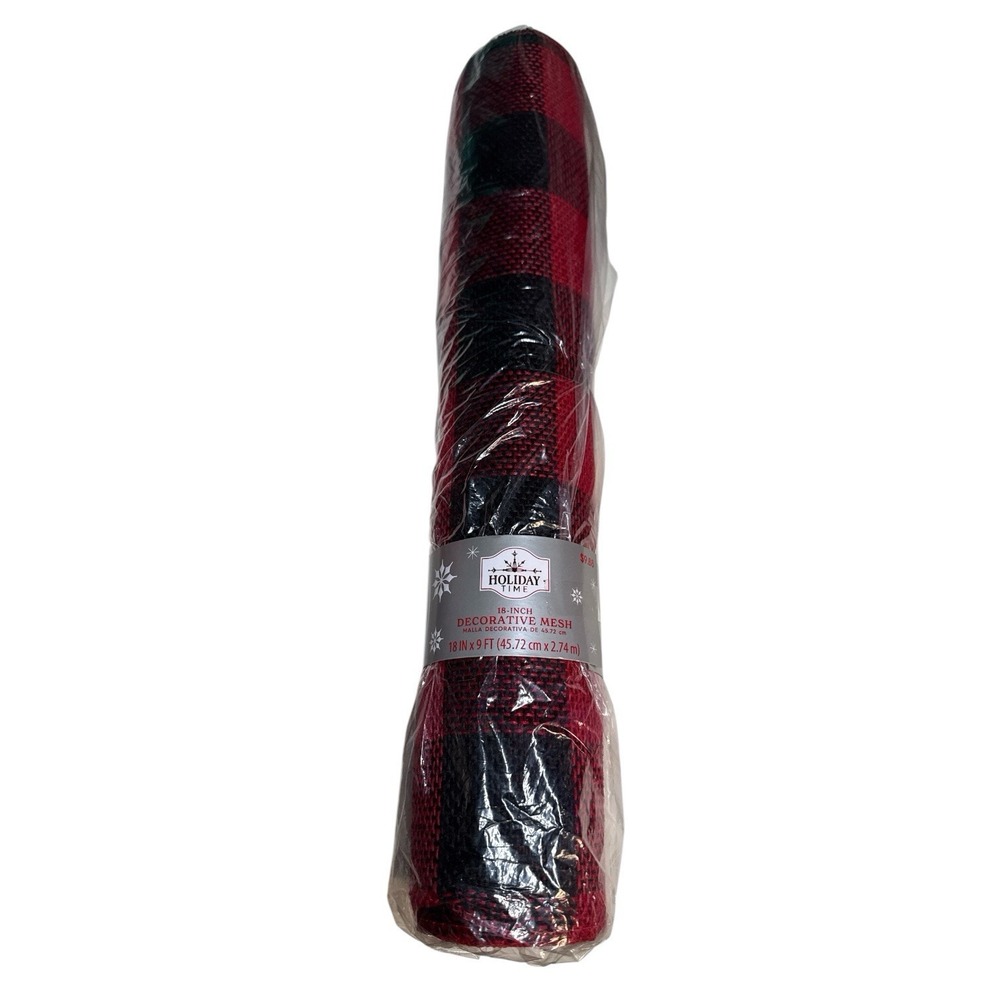 Christmas Polypro BUFFALO CHECK DECO Mesh Ribbon Red And Black 18x9''-NEW‎